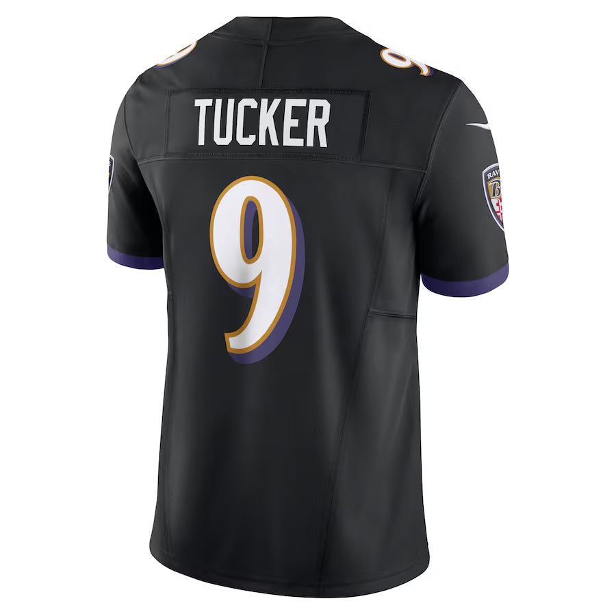 B.Ravens #9 Justin Tucker Player Black Vapor F.U.S.E. Limited Football Jerseys football jersey product view 1