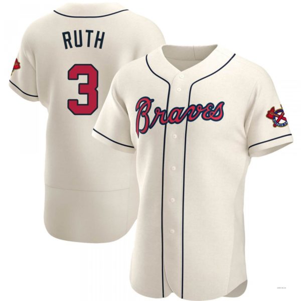 Atlanta Braves #3 Babe Ruth Cream Alternate Jersey Stitches Baseball Jerseys baseball jersey product view 1