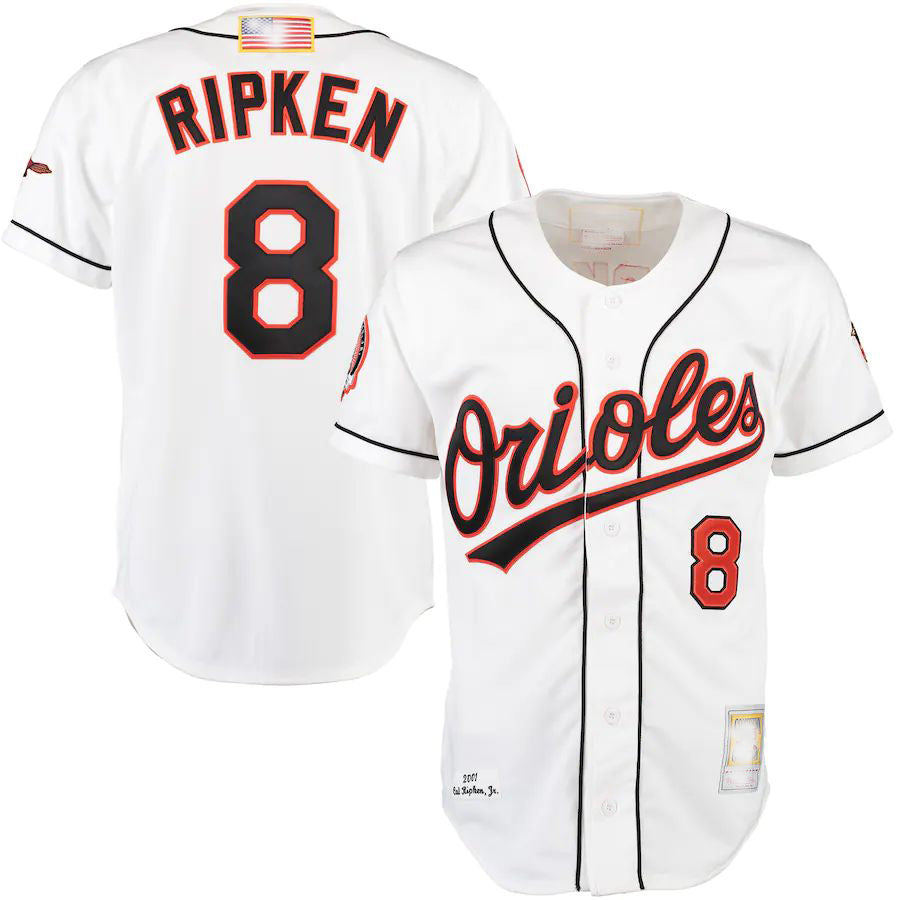 Baltimore Orioles #8 Cal Ripken White Home Authentic Jersey Baseball Jerseys baseball jersey product view 1