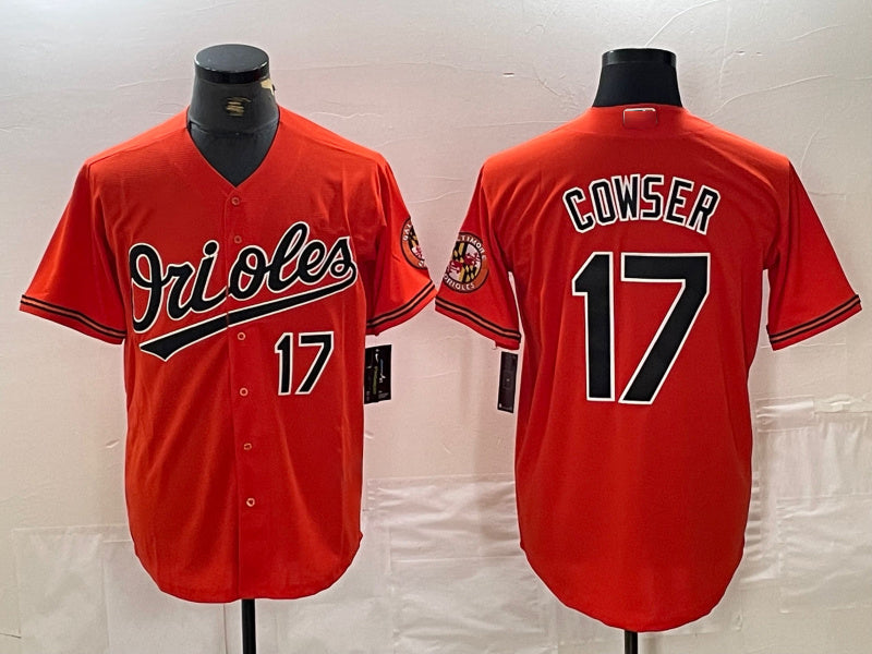 Baltimore Orioles #17 Colton Cowser Number Orange Cool Base Stitched Baseball Jersey baseball jersey product view 1