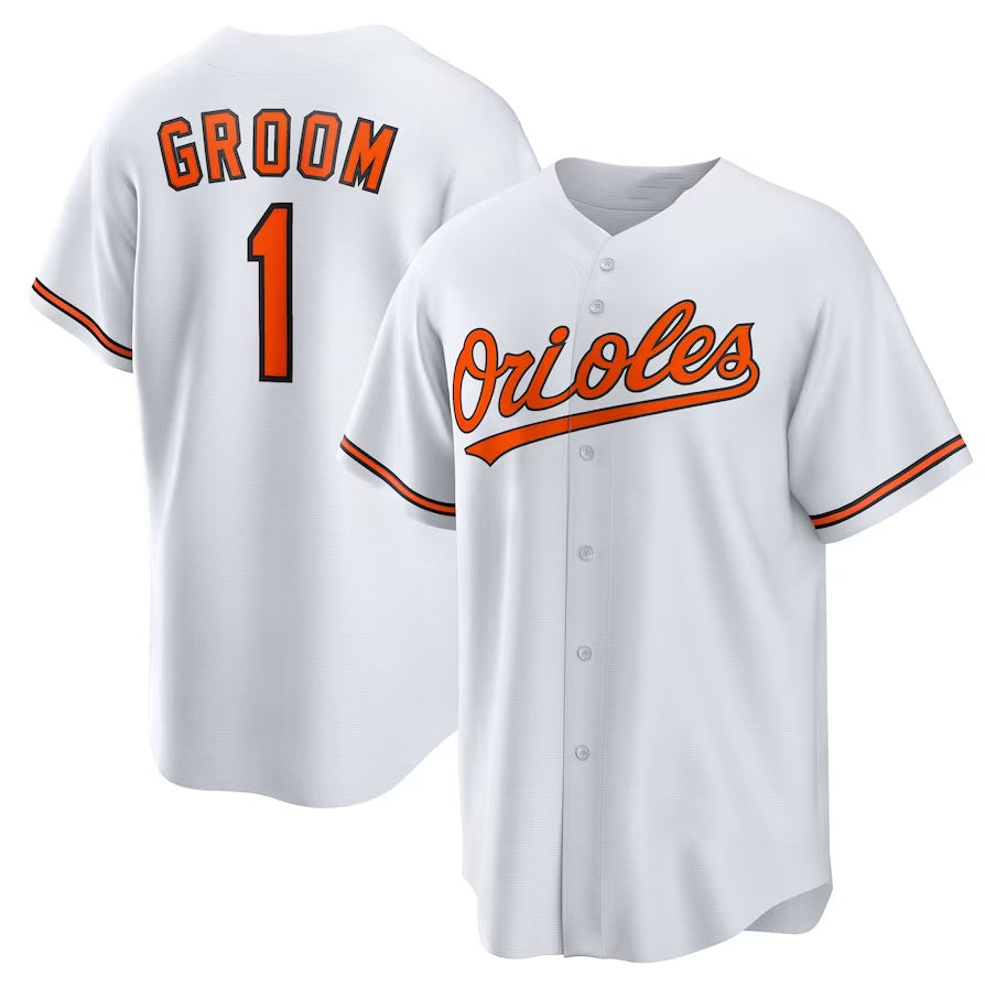 Baltimore Orioles #1 Groom Home Replica Jersey - White Stitched Baseball Jersey baseball jersey product view 1