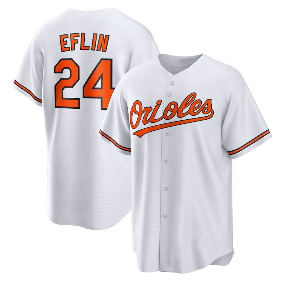Baltimore Orioles #24 Zach Eflin Home Replica Jersey - White Stitched Baseball Jersey baseball jersey product view 1