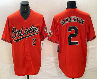 Baltimore Orioles #2 Gunnar Henderson Number Orange Cool Base Stitched Jersey Baseball Jerseys baseball jersey product view 1
