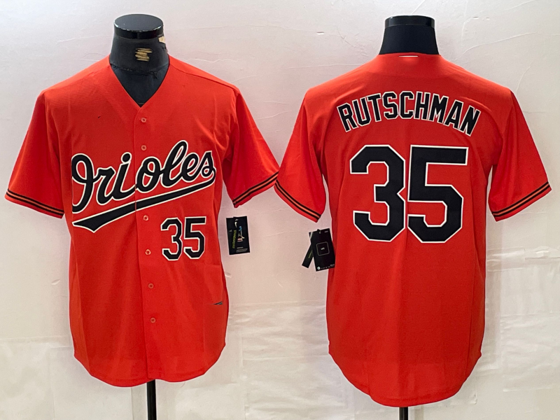 Baltimore Orioles #35 Adley Rutschman Number Orange Stitched Cool Base Baseball Jerseys baseball jersey product view 1