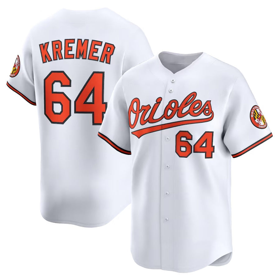 Baltimore Orioles #64 Dean Kremer Alternate Limited Player Jersey - White Stitched Baseball Jersey baseball jersey product view 1