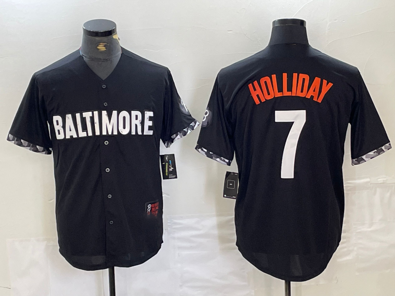 Baltimore Orioles #7 Jackson Holliday Black 2023 City Connect Cool Base Stitched Baseball Jerseys baseball jersey product view 1