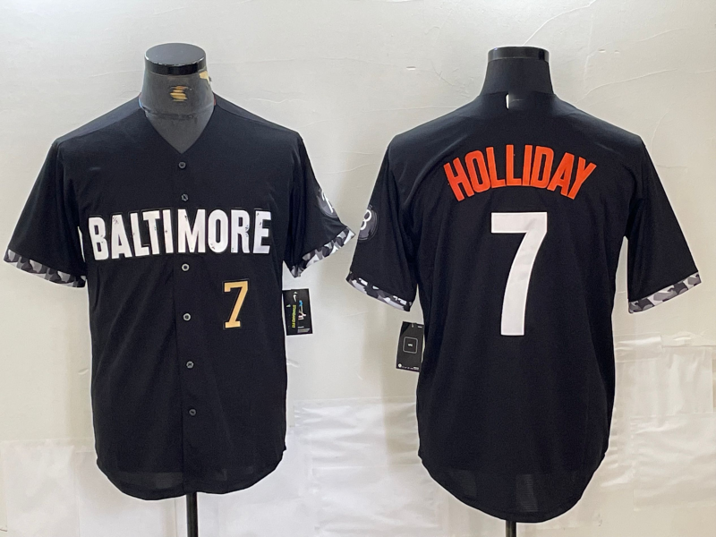 Baltimore Orioles #7 Jackson Holliday Number Black 2023 City Connect Cool Base Stitched Baseball Jerseys baseball jersey product view 1