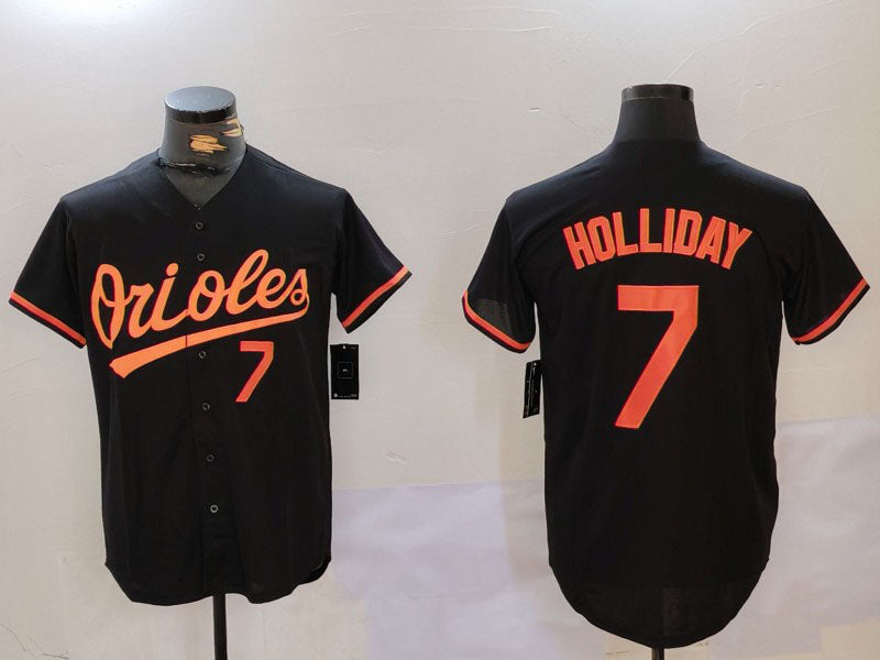 Baltimore Orioles #7 Jackson Holliday Number Black Cool Base Stitched Baseball Jerseys baseball jersey product view 1