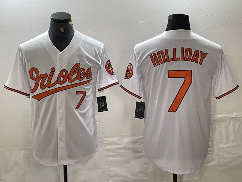 Baltimore Orioles #7 Jackson Holliday Number White Limited Cool Base Stitched Baseball Jersey baseball jersey product view 1