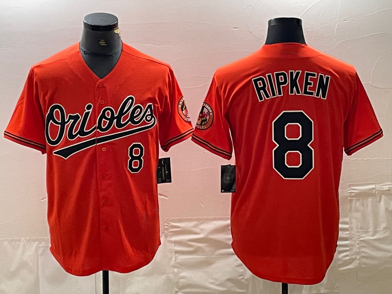 Baltimore Orioles #8 Cal Ripken Jr Number Orange Cool Base Stitched Jersey Baseball Jerseys baseball jersey product view 1