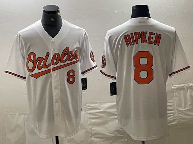 Baltimore Orioles #8 Cal Ripken Jr Number White Cool Base Stitched Jersey Baseball Jerseys baseball jersey product view 1