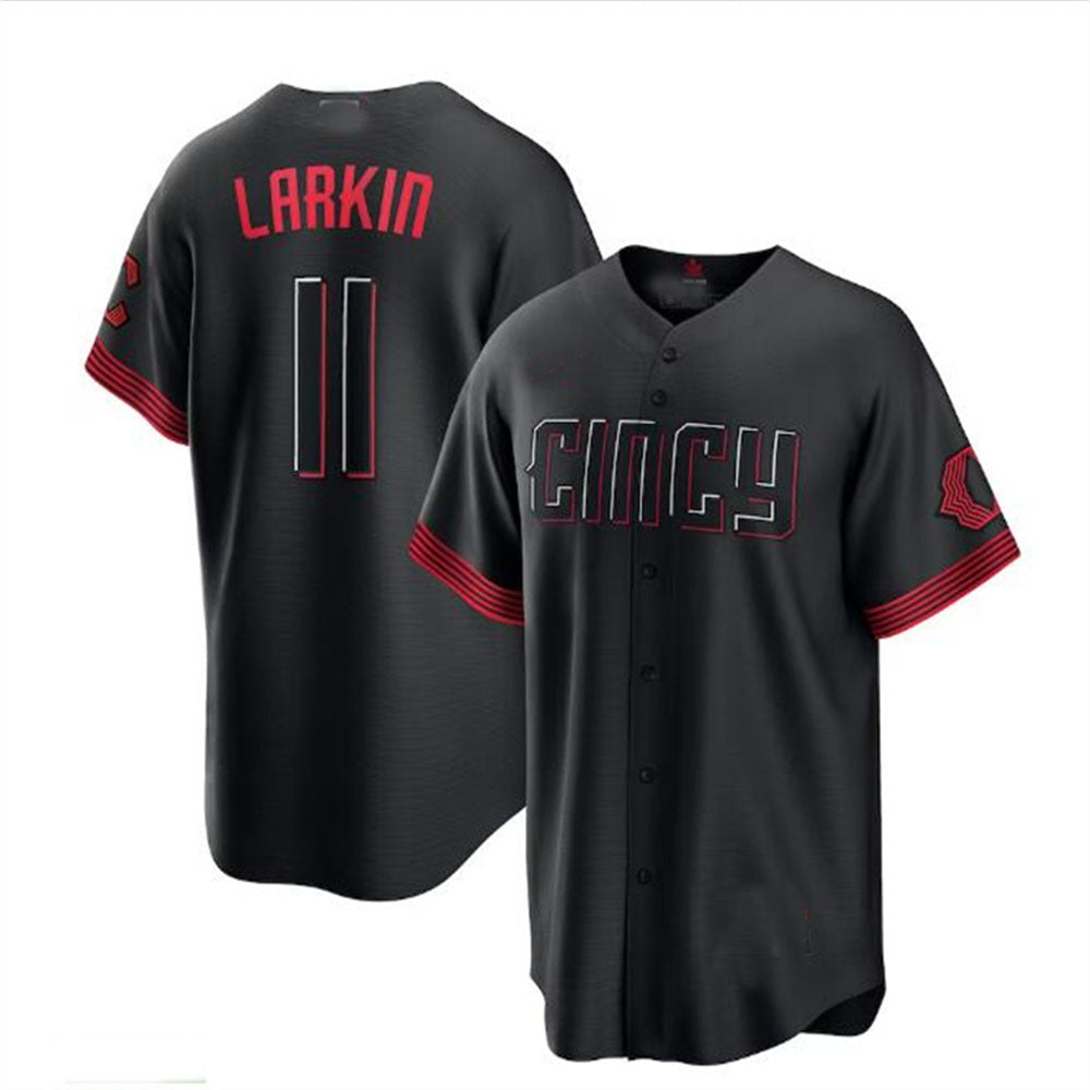 Cincinnati Reds #11 Barry Larkin 2023 City Connect Replica Player Jersey - Black Baseball Jerseys baseball jersey product view 1