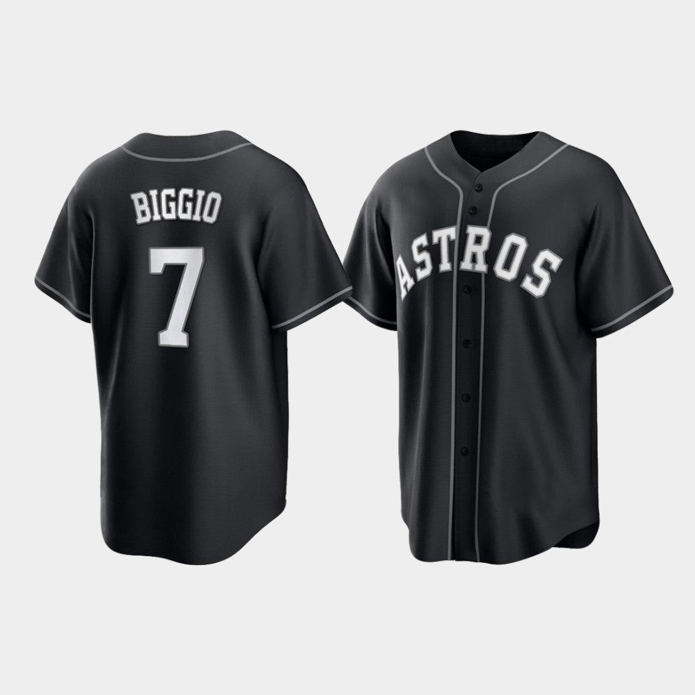 Baseball Houston Astros Craig Biggio 2021 All Black Fashion Jersey baseball jersey product view 1