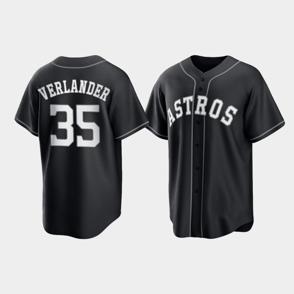 Baseball Houston Astros Justin Verlander 2021 All Black Fashion Jersey baseball jersey product view 1