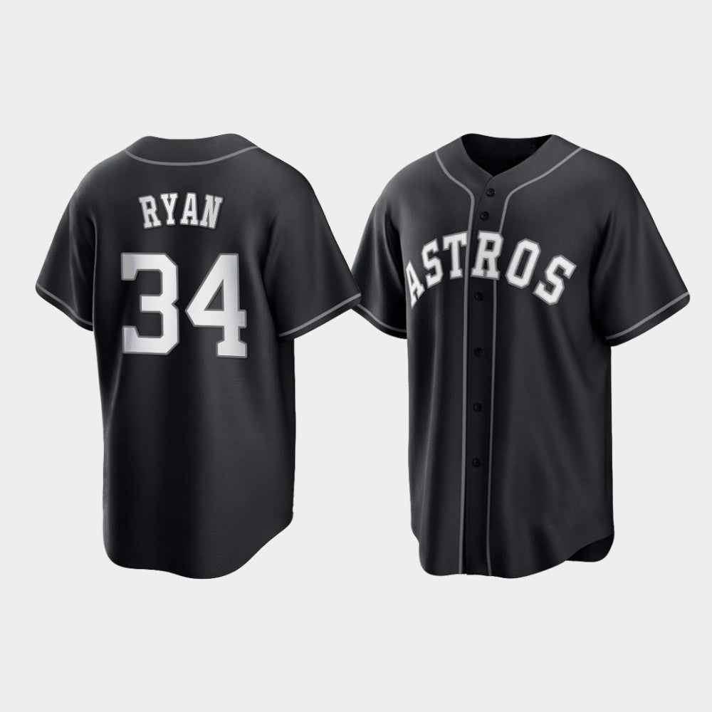 Baseball Houston Astros Nolan Ryan 2021 All Black Fashion Jersey baseball jersey product view 1
