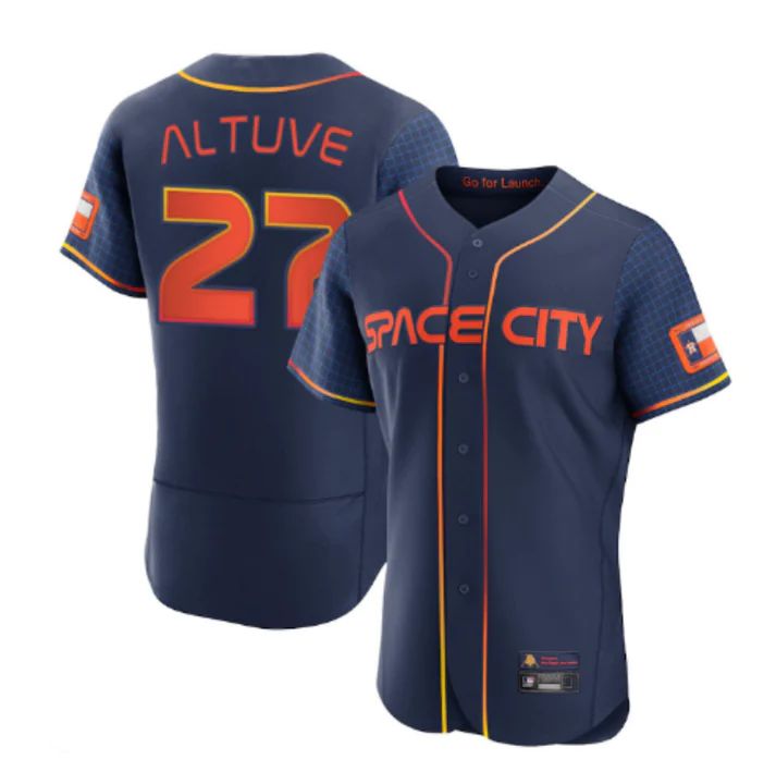 Baseball Jerseys New Houston Astros 27 Jose Altuve Navy Stitched 2022 Space City Connect Jersey baseball jersey product view 1