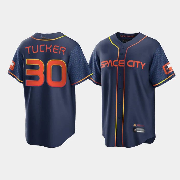 Baseball Jerseys New Houston Astros # 30 Kyle Tucker Navy Stitched 2022 Space City Connect Jerseys baseball jersey product view 1