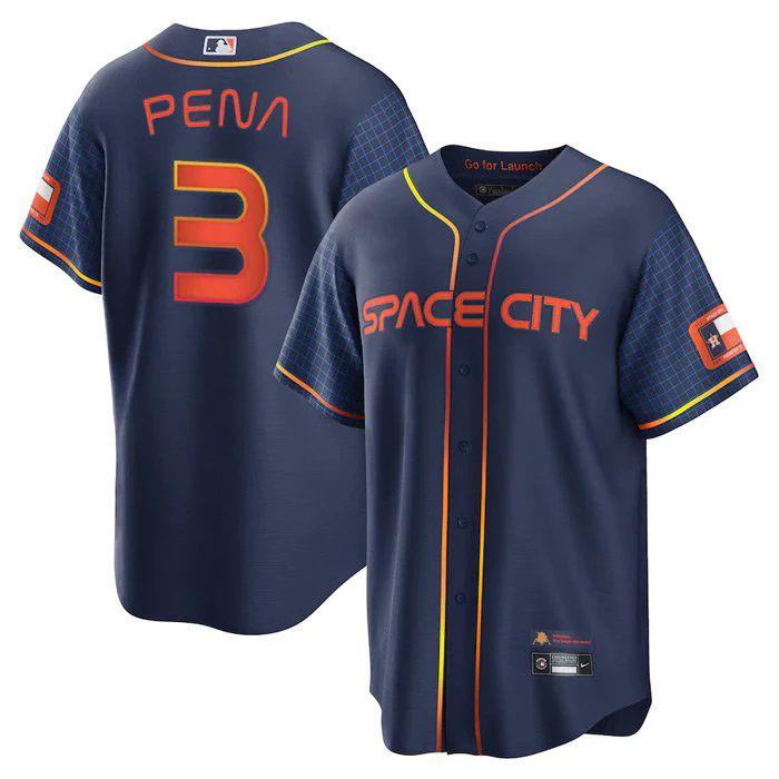 Baseball Jerseys New Houston Astros 3 Jeremy Pena Navy Stitched 2022 Space City Connect Jerseys baseball jersey product view 1