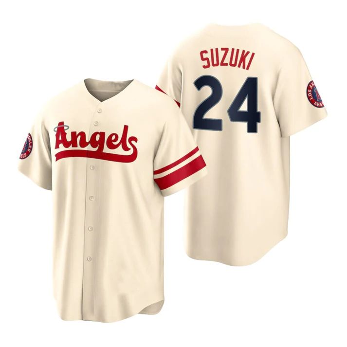 Los Angeles Angels #24 Kurt Suzuki Cream Stitched 2022 City Connect Jersey Men Youth Women Baseball Jerseys baseball jersey product view 1