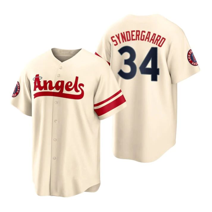 Los Angeles Angels #34 Noah Syndergaard Cream Stitched 2022 City Connect Jersey Men Youth Women Baseball Jerseys baseball jersey product view 1