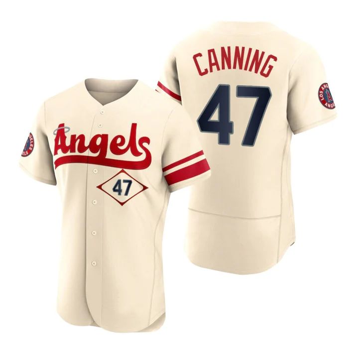 Los Angeles Angels #47 Griffin Canning Cream Stitched 2022 City Connect Jersey Men Youth Women Baseball Jerseys baseball jersey product view 1