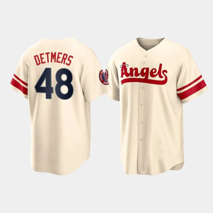 Los Angeles Angels #48 Reid Detmers Cream Stitched 2022 City Connect Jersey Men Youth Women Baseball Jerseys baseball jersey product view 1
