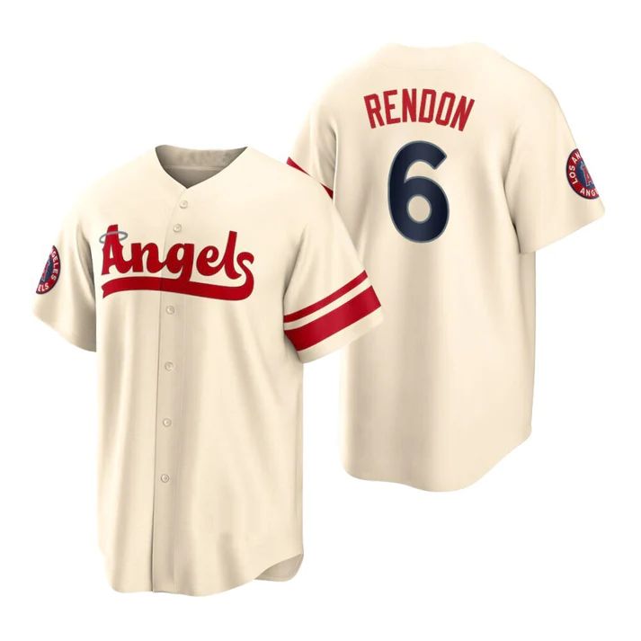 Los Angeles Angels #6 Anthony Rendon Cream Stitched 2022 City Connect Jersey Men Youth Women Baseball Jerseys baseball jersey product view 1