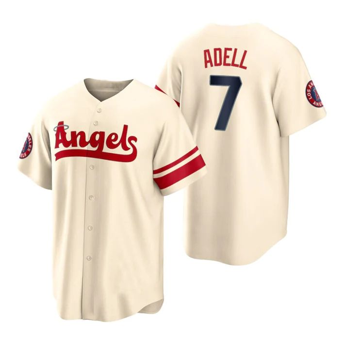 Los Angeles Angels #7 Jo Adell Cream Stitched 2022 City Connect Jersey Men Youth Women Baseball Jerseys baseball jersey product view 1