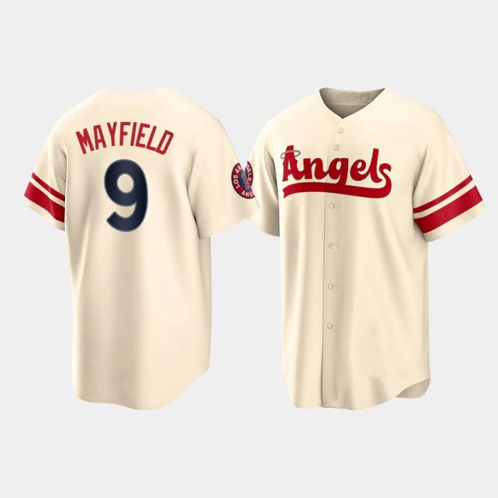 Los Angeles Angels #9 Jack Mayfield Cream Stitched 2022 City Connect Jersey Men Youth Women Baseball Jerseys baseball jersey product view 1