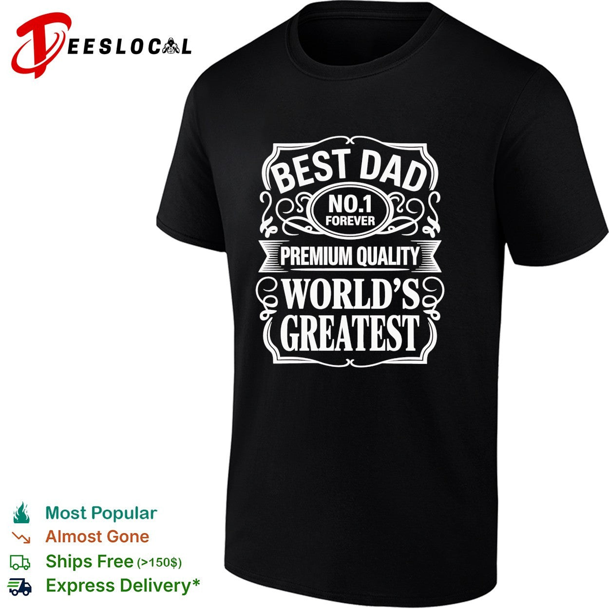 Dad no 1 forever world's greatest premium quality - Adult & Kids T-Shirts, Sweatshirts & Hoodies apparel design preview 1