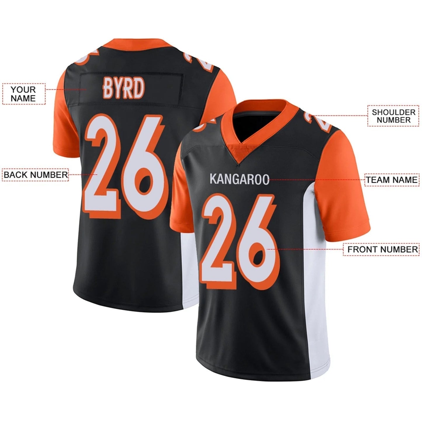 Custom C.Bengals Black Personalized Design Your Own Name and Number for Men Women Youth Jerseys football jersey product view 2