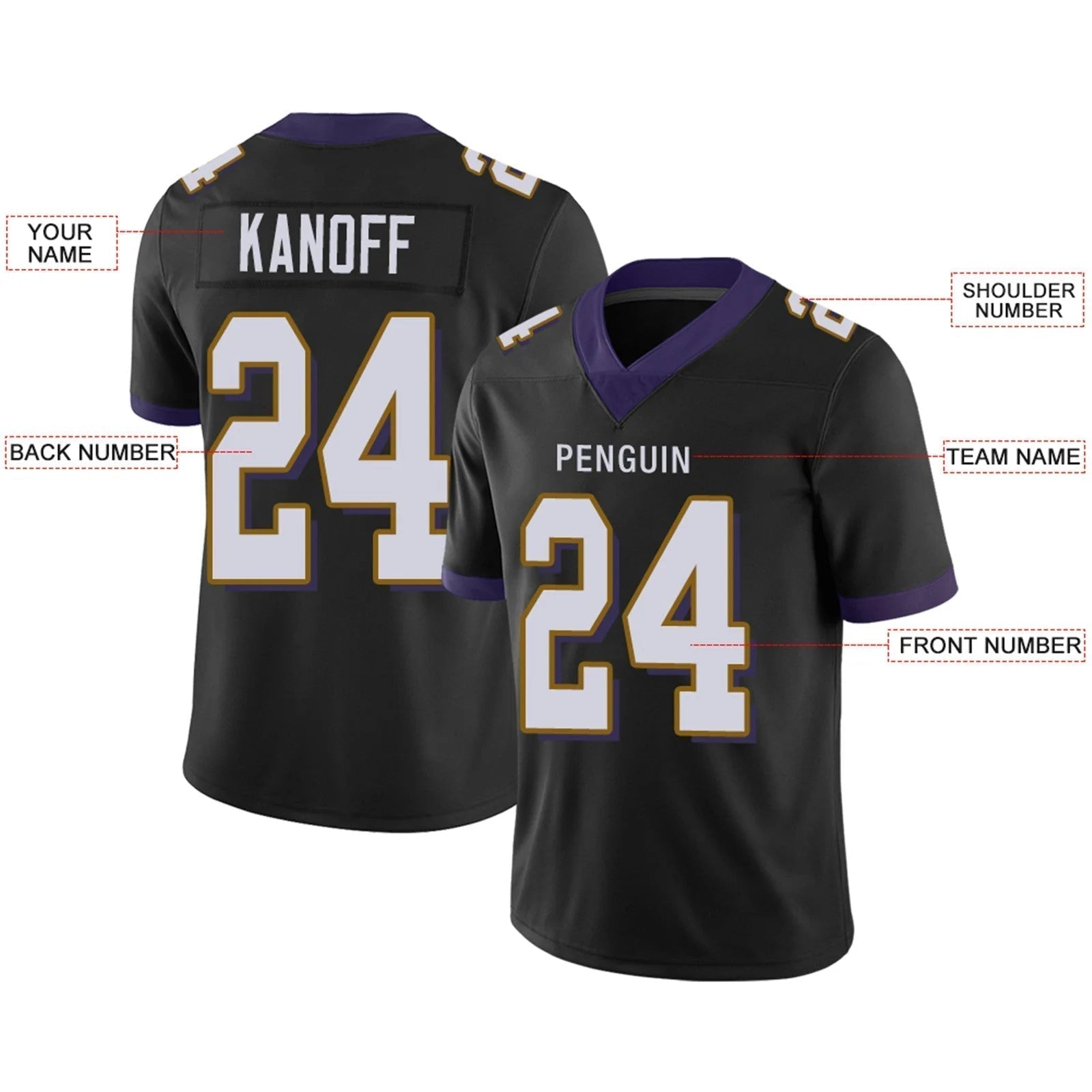 Custom B.Ravens Black Personalized Design Game Football Jerseys football jersey product view 2