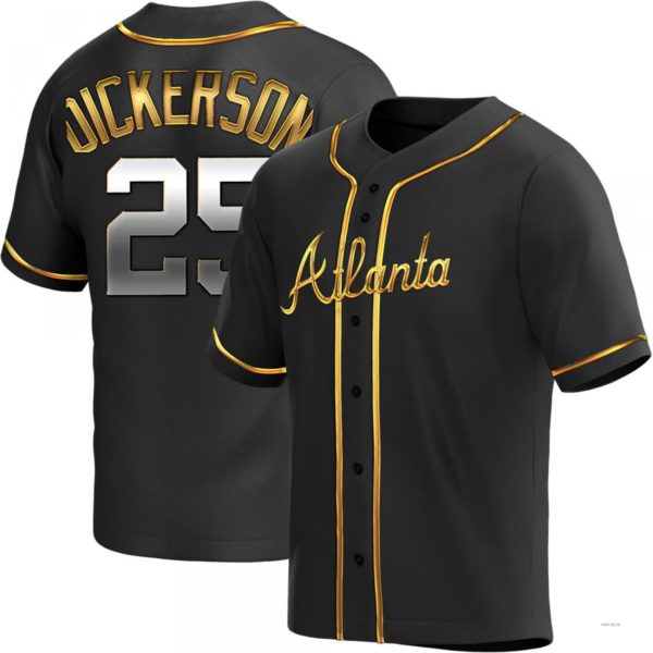 Atlanta Braves #25 Alex Dickerson Black Golden Alternate Stitches Baseball Jerseys baseball jersey product view 1