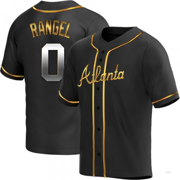 Atlanta Braves #0 Alan Rangel Black Golden Alternate Jersey Stitches Baseball Jerseys baseball jersey product view 1