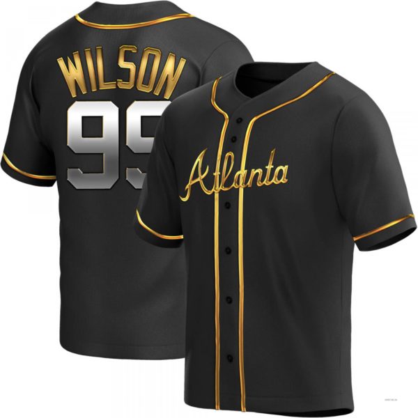Atlanta Braves #99 Brooks Wilson Black Golden Alternate Jersey Stitches Baseball Jerseys baseball jersey product view 1