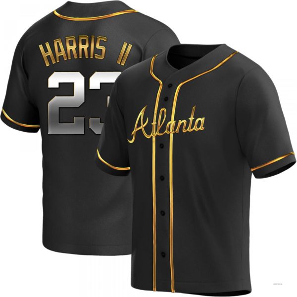 Atlanta Braves #23 Michael Harris II Black Golden Alternate Jersey Stitches Baseball Jerseys baseball jersey product view 1