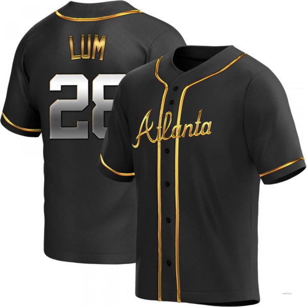 Atlanta Braves #28 Mike Lum Black Golden Alternate Jersey Stitches Baseball Jerseys baseball jersey product view 1