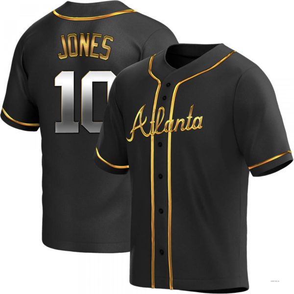 Atlanta Braves #10 Chipper Jones Black Golden Alternate Jersey Stitches Baseball Jerseys baseball jersey product view 1