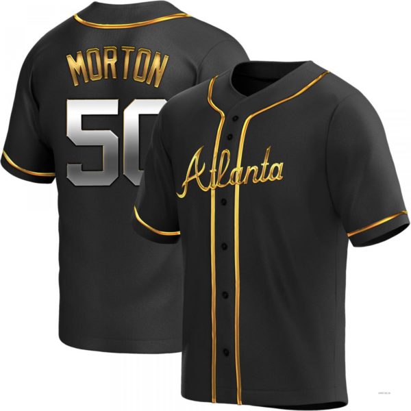 Atlanta Braves #50 Charlie Morton Black Golden Alternate Jersey Stitches Baseball Jerseys baseball jersey product view 1