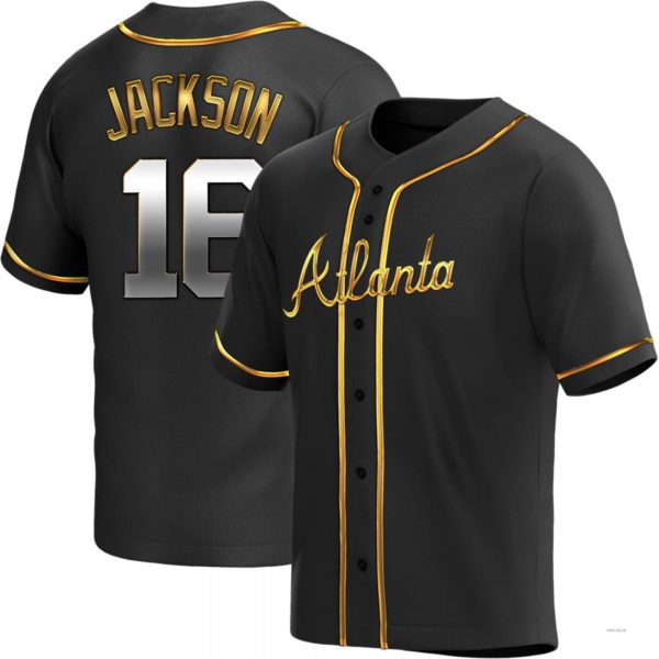 Atlanta Braves #16 Sonny Jackson Black Golden Alternate Jersey Stitches Baseball Jerseys baseball jersey product view 1