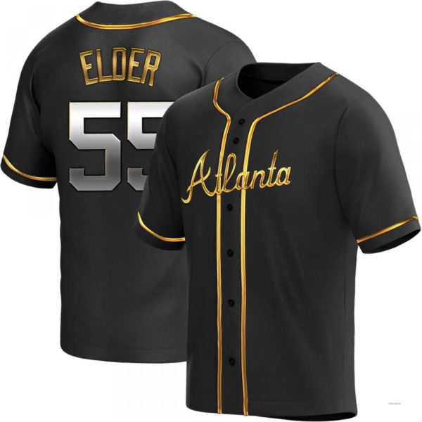 Atlanta Braves #55 Bryce Elder Black Golden Alternate Jersey Stitches Baseball Jerseys baseball jersey product view 1
