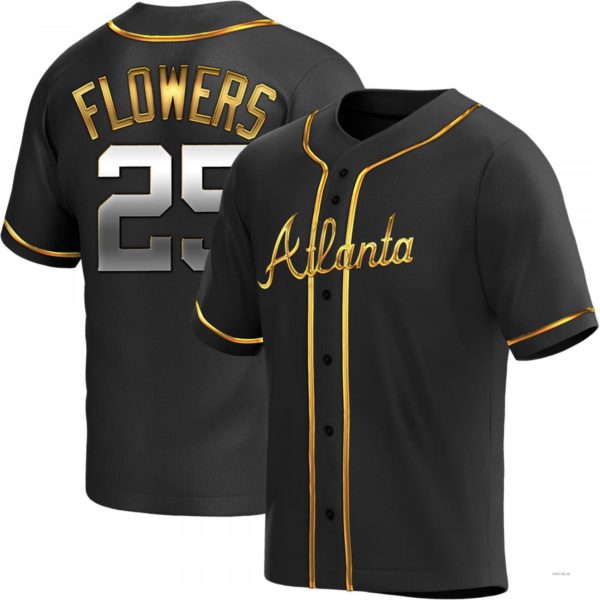 Atlanta Braves #25 Tyler Flowers Black Golden Alternate Jersey Stitches Baseball Jerseys baseball jersey product view 1