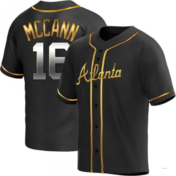 Atlanta Braves #16 Brian McCann Black Golden Alternate Jersey Stitches Baseball Jerseys baseball jersey product view 1