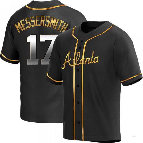 Atlanta Braves #17 Andy Messersmith Black Golden Alternate Jersey Stitches Baseball Jerseys baseball jersey product view 1