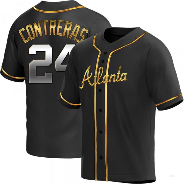 Atlanta Braves #24 William Contreras Black Golden Alternate Jersey Stitches Baseball Jerseys baseball jersey product view 1