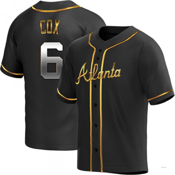Atlanta Braves #6 Bobby Cox Black Golden Alternate Stitches Baseball Jerseys baseball jersey product view 1