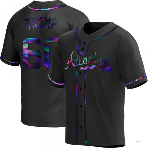 Atlanta Braves #60 Chadwick Tromp Black Holographic Alternate Jersey Stitches Baseball Jerseys baseball jersey product view 1