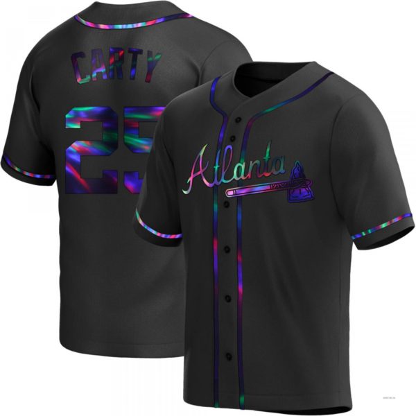 Atlanta Braves #25 Rico Carty Black Holographic Alternate Jersey Stitches Baseball Jerseys baseball jersey product view 1