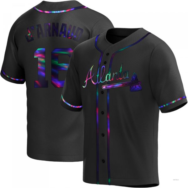 Atlanta Braves #16 Travis d¡¯Arnaud Black Holographic Alternate Jersey Stitches Baseball Jerseys baseball jersey product view 1