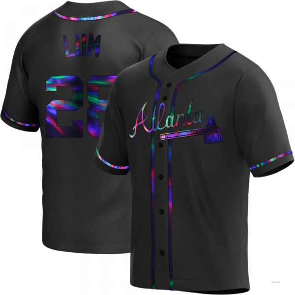 Atlanta Braves #28 Mike Lum Black Holographic Alternate Jersey Stitches Baseball Jerseys baseball jersey product view 1